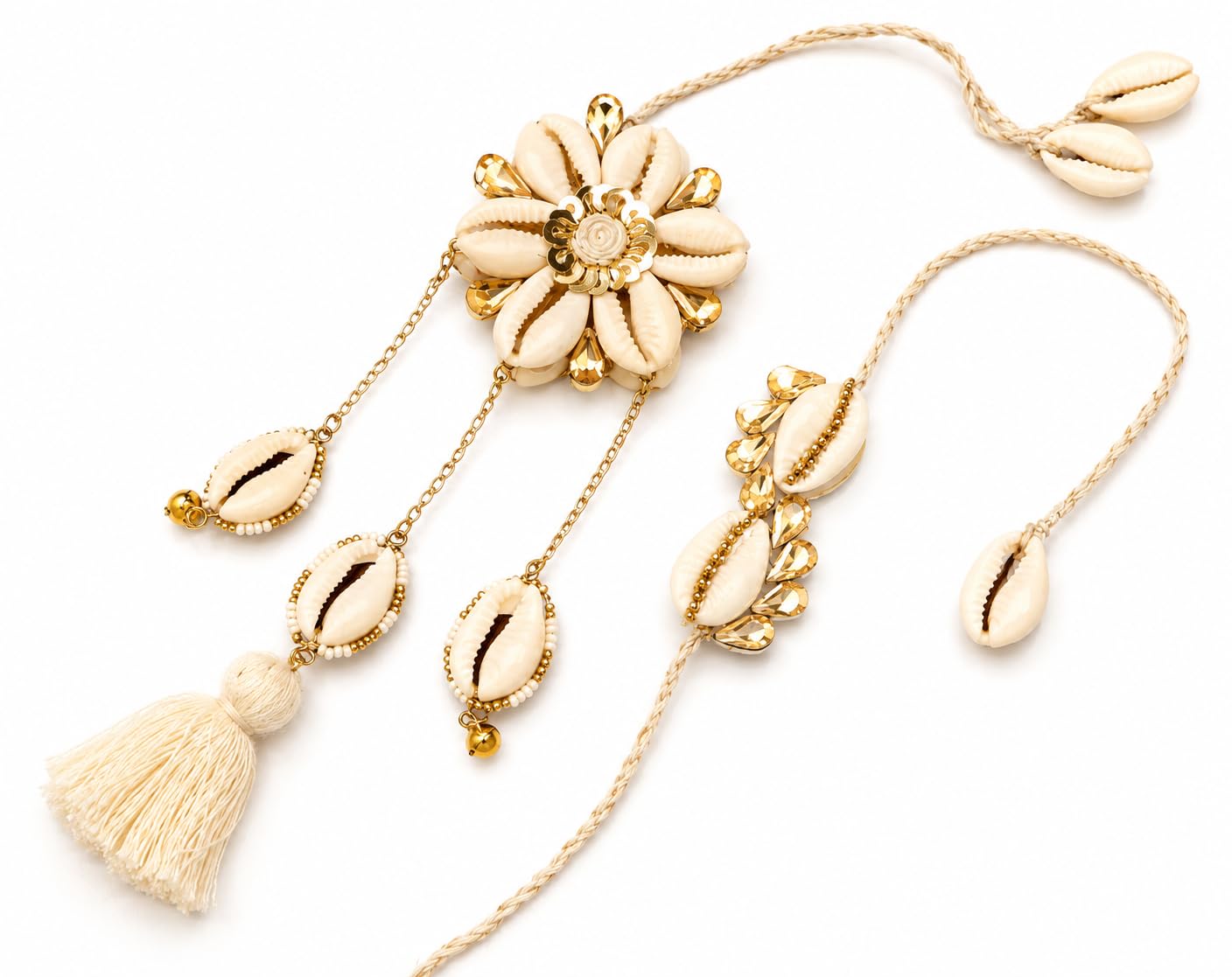 Rakhi Set for Brother and Bhabhi with Cowrie Shell Design-image-37