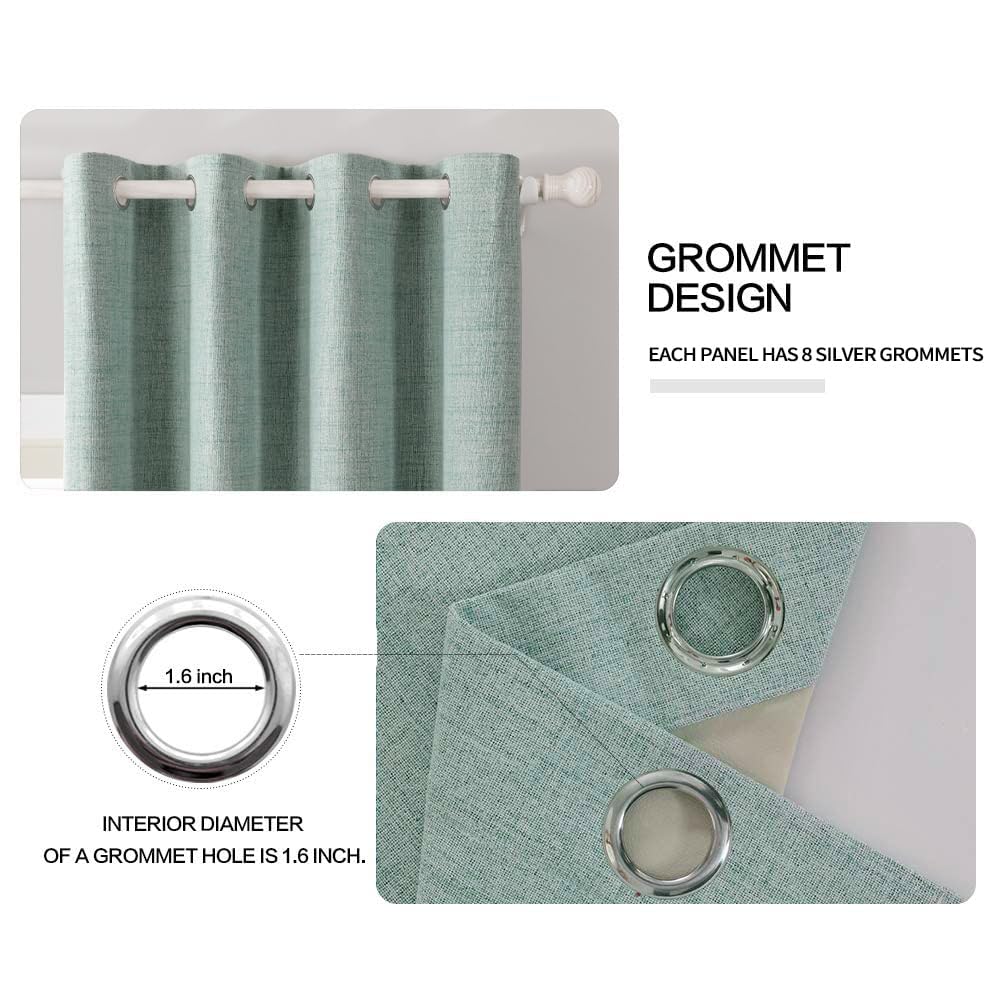 MIULEE Verdunklungsvorhänge mit Ösen Leinenoptik Sommergrün 2er 245x140cm | Blickdichte Thermovorhänge mit Ösen, Leinenoptik, Wärmeisolierend & Kälteschutz für Wohnzimmer und Schlafzimmer