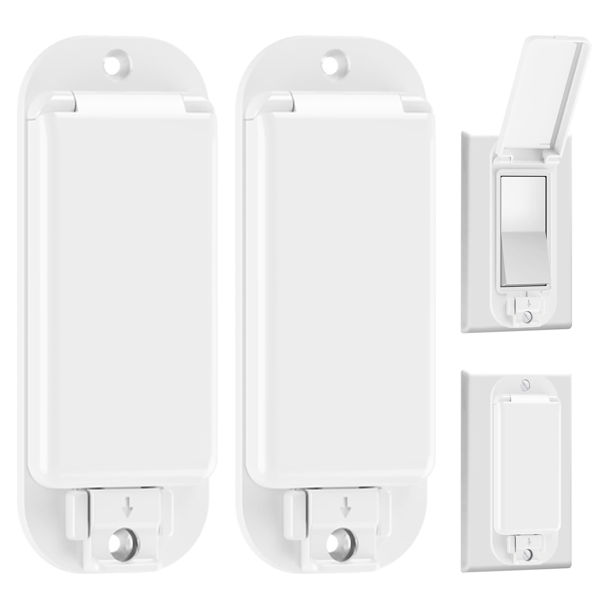 2 Light Switch Guard Cover, Baby Proof Wall Switch Cover Guard for Rocker Light Switch Protects Your Lights or Circuits from Being Accidentally Turned On or Off-image-18