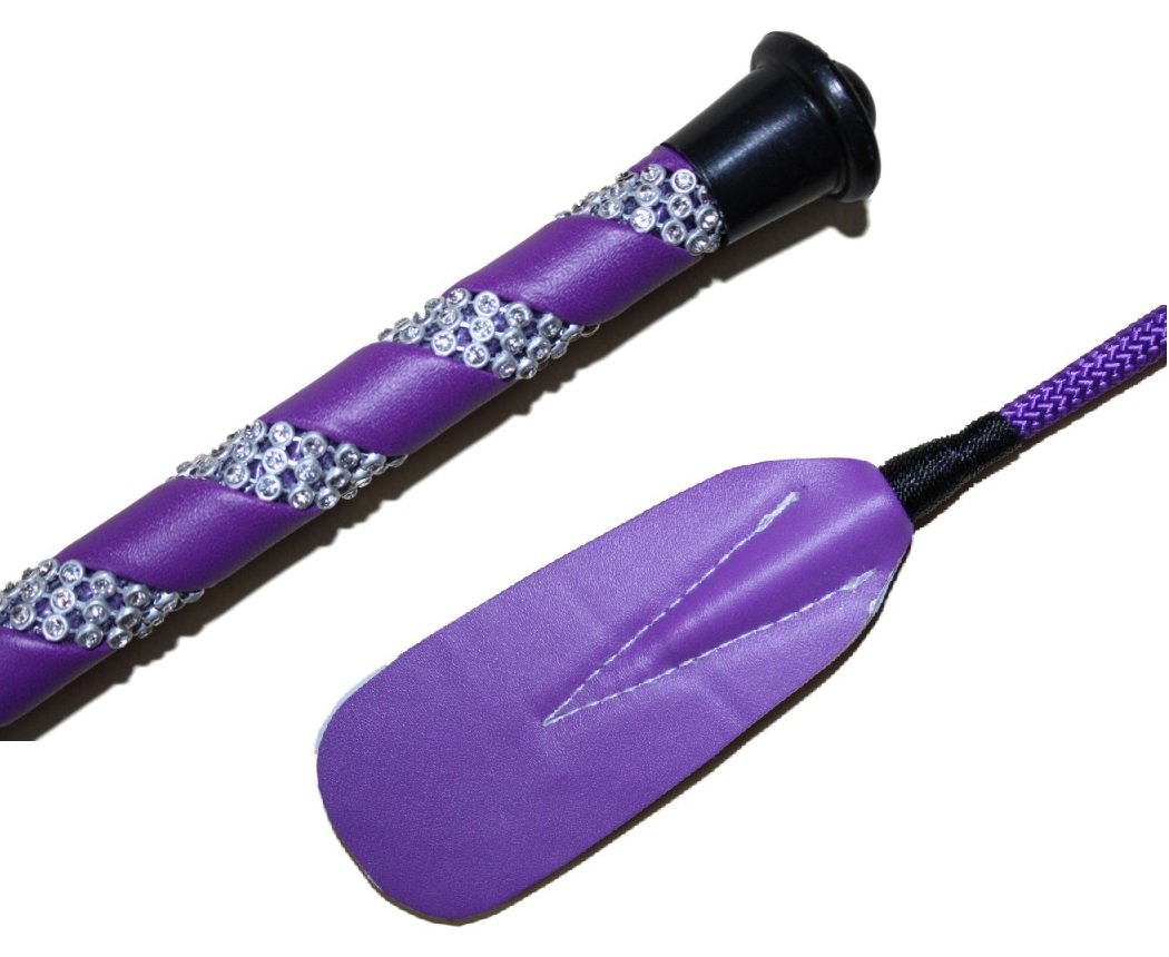 Jump Bat 45,7 cm inch Cravache d'équitation avec manche en fibre de verre, cuir Slapper, équitation English Whip, couleurs : NOIR, Bleu, Vert, Rose, Violet, Rouge, ou jaune, violet, 18 inches