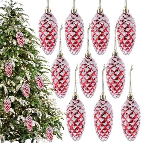 CUVZORA 10 Stück Glitzer Tannenzapfen Christbaumschmuck Deko...