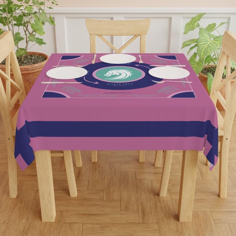 Pastel Mahjong Tablecloth with Instructions - Perfect for Mahjong Enthusiasts and Teams (Purple & Blue)