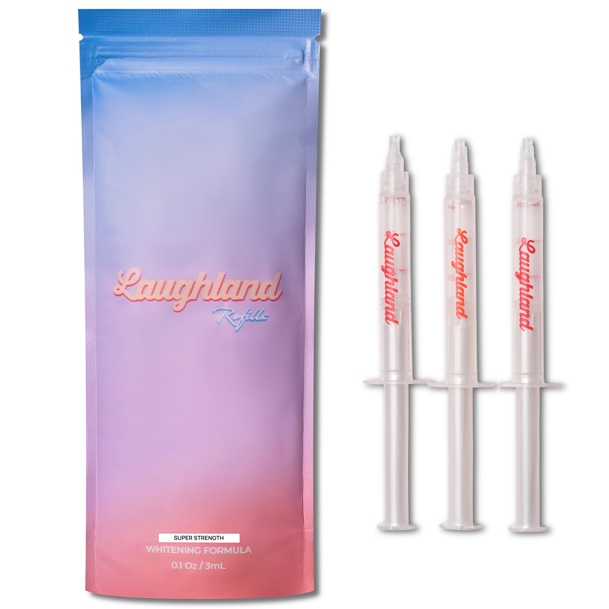 Laughland Super Strength Teeth Whitening Gel 3 Pack, Tooth Whitener, 11% Hydrogen Peroxide, Glycerin, Aloe Vera & Mint, At Home Dental Care, Travel