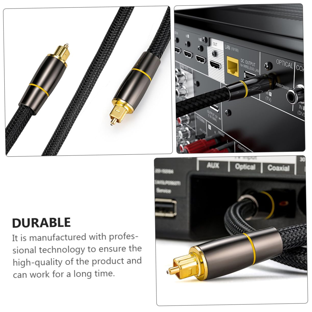 Câble Audio Optique Connecteur Mâle-mâle Transmission Signal sans Perte Installation Plug And Play Facile