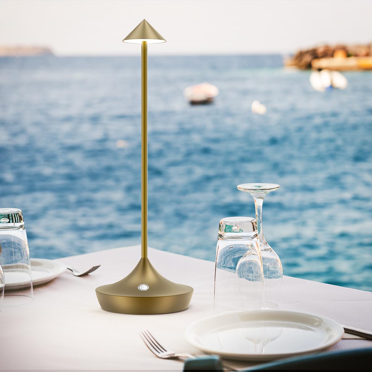Lampade da Tavolo Ricaricabili LED 2 Pezzi 6000mAh Senza Fili,Ristorante | Lampade da Comodino USB in Alluminio di Moda,Luci Batteria,Dimmerabile,Impermeabile,per Scrivania Esterno(Bronzo)
