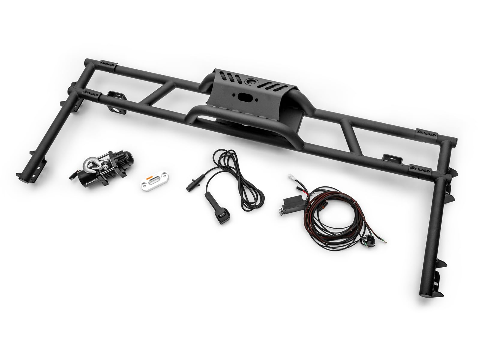 SuperATV Game Loader Rack for CFMOTO UForce 1000 | Includes 2 Cube Lights | Ultimate Hunting Upgrade with 500-Pound Winch | Robust Steel Construction | Enhanced Visibility and Versatility