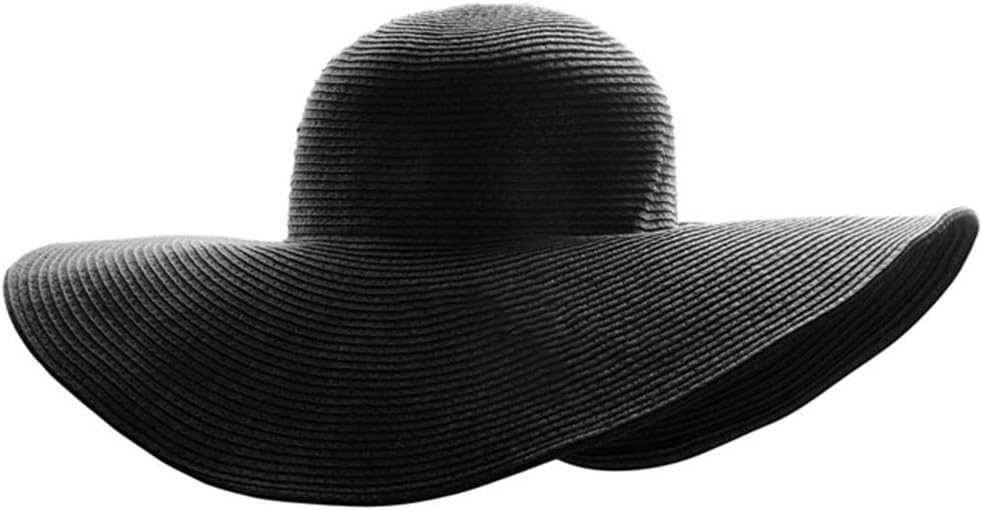 Ayliss Women Floppy Derby Hat Wide Large Brim Beach Straw Sun Cap One Size Style #1 Black