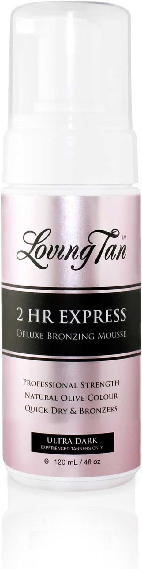Loving Tan 2 HR Express Self Tanning Mousse, Ultra Dark - Streak Free, Natural, Professional Quality - 5+ Sunless Self Tanner Applications per Bottle, Cruelty Free, Naturally Derived DHA - 4 FL Oz