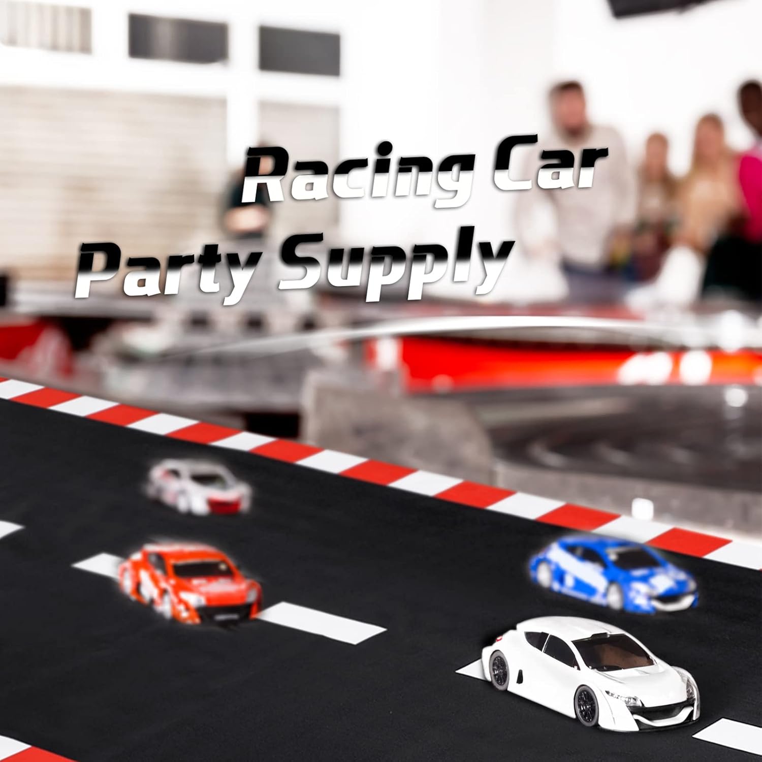 Fabbay 2 Pieces Racing Car Party Decorations 2 x 9. 8 ft Long Racetrack Floor Running Mat Drag Race Car Road Birthday Party Supplies Checkered Race Tracks Runway Party Supplies for Sport Event
