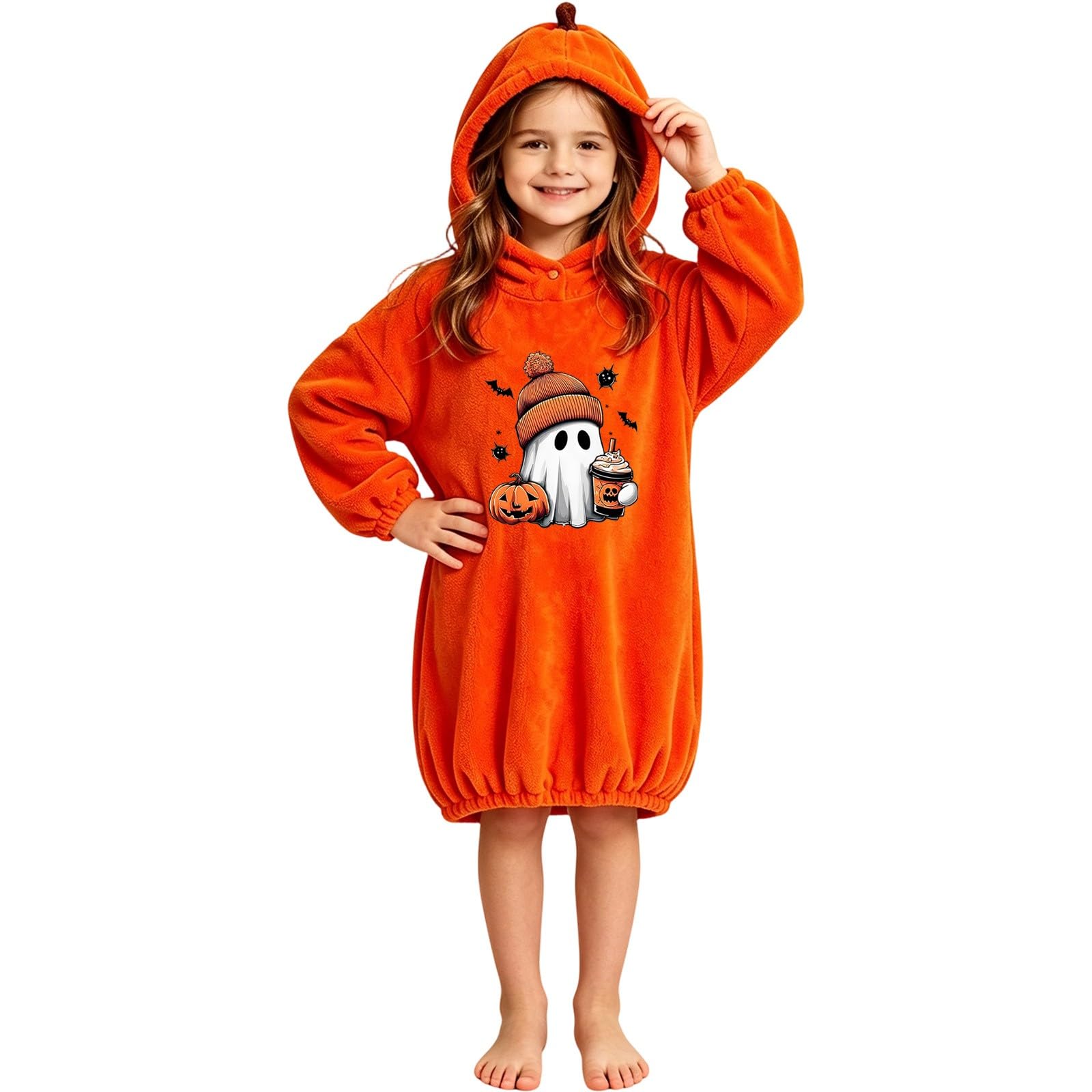 Sudadera con capucha de calabaza para niñas