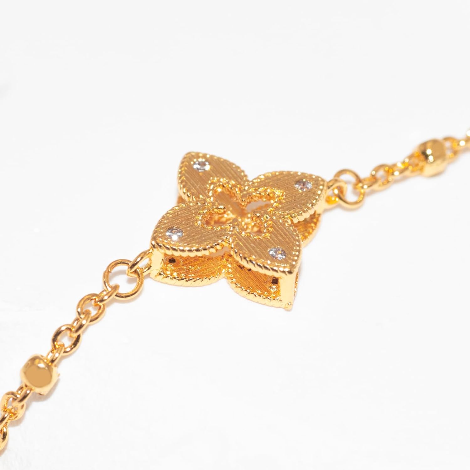 18K Gold Plated Clover Bracelet for Women, Hollow Four Leaf Clover Bracelet, Cross Flower Chain, Jewelry Gift for Birthday and Valentine's Day with Gift Box - Image 2