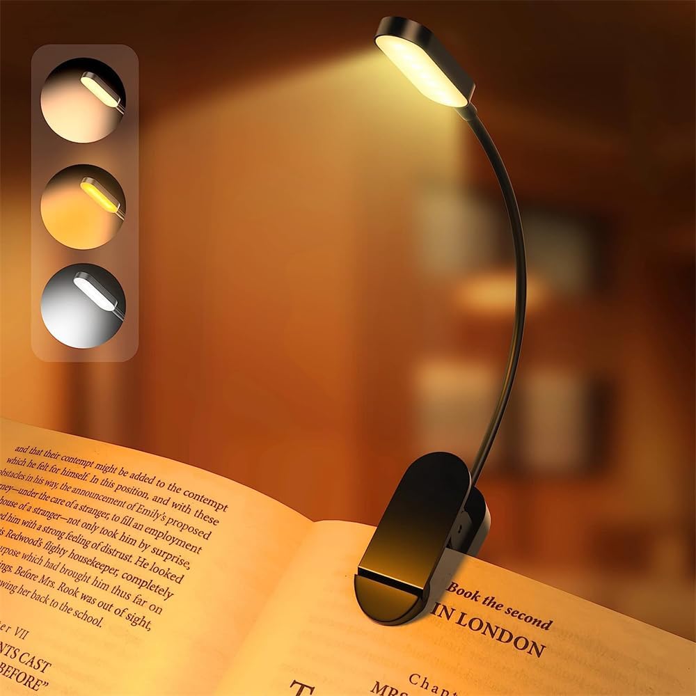 9 LED Rechargeable Book Light for Reading in Bed, Eye Caring 3 Color