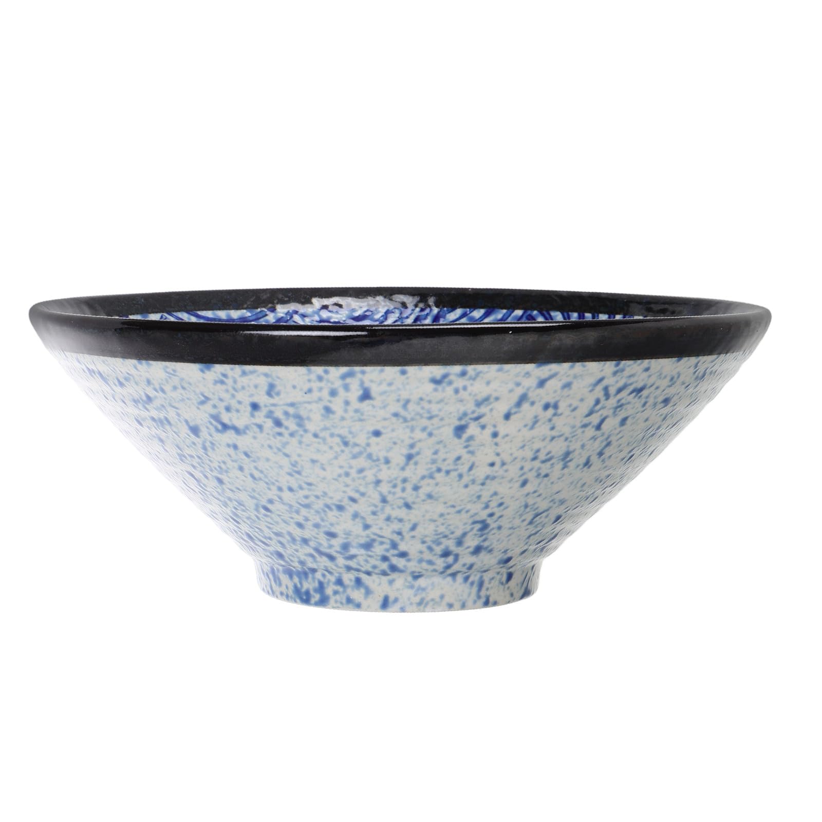 DECHOUS Cuenco Grande Previene Derrames Diseño de Ondas Marinas de Cerámica Estilo Japonés Vintage Gran Capacidad Adecuado para Sopa Ramen y Uso Hogar