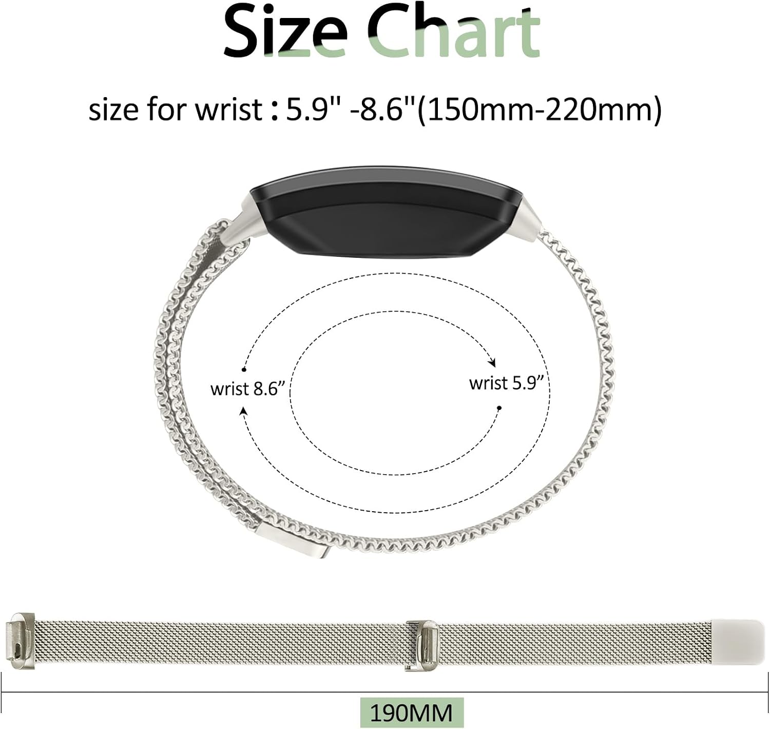 Vanjua for Fitbit Inspire 2 / Inspire 3 / Inspire/Inspire HR Bands Women Men, Stainless Steel Metal Mesh Loop Adjustable Magnetic Wristband Replacement Strap for Fitbit Inspire 2 Fitness Tracker image 4