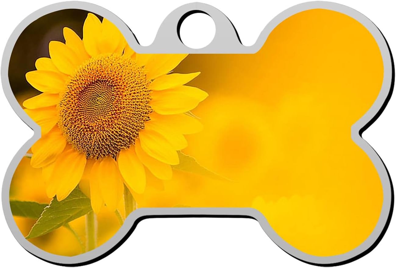 Beautiful Sunflower Dog Tags Emotional Pet Id Tags, Personalized Fashion Dog Tags and Cat Tags, 4 Lines of Custom Text, Double-Sided…