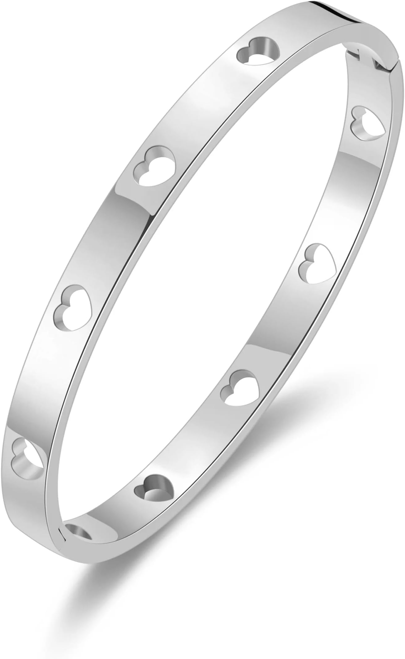 Stainless Steel Heart Bangle (7 Inch)