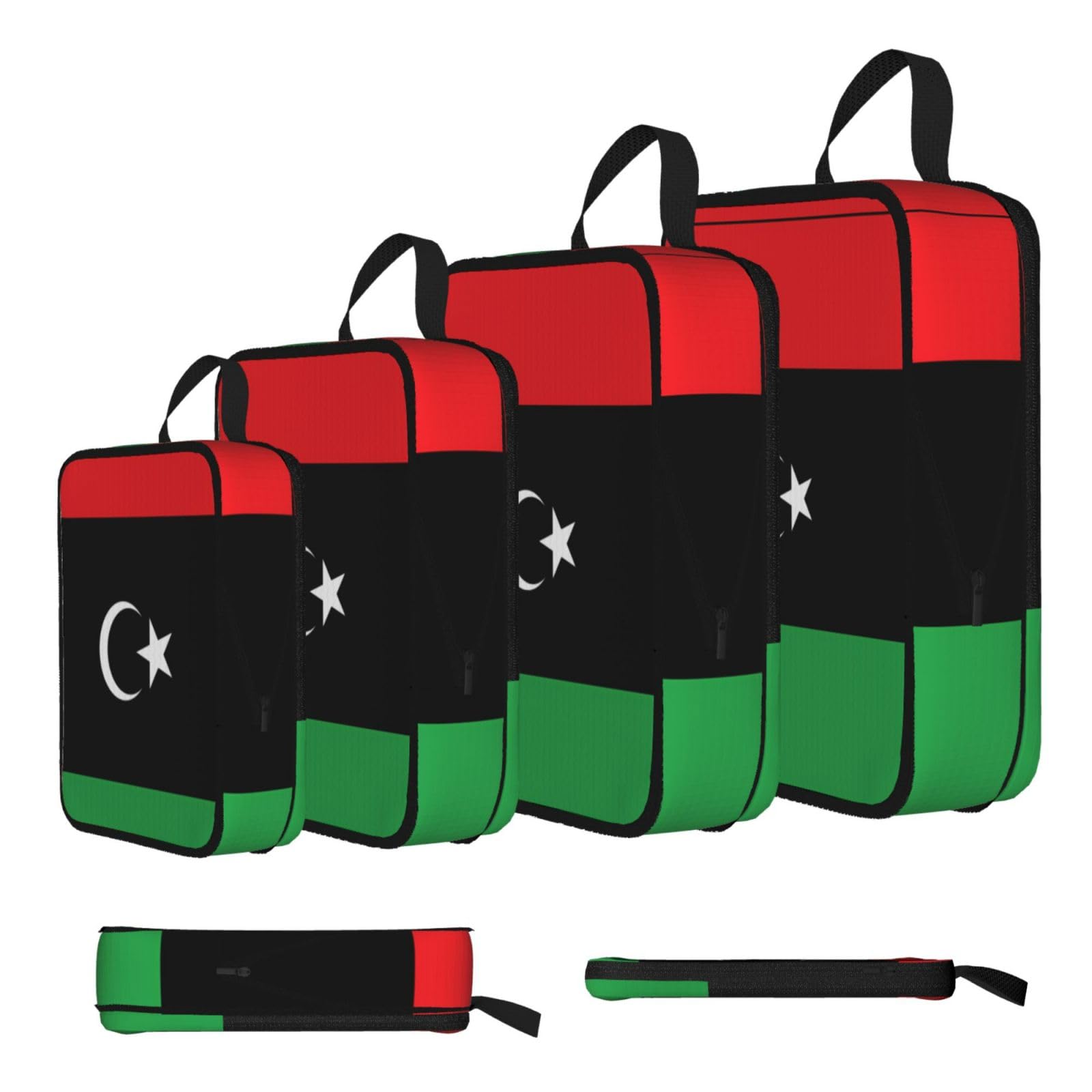 Sxzvvbn Black Libyan Flag Compression Packing Cubes 4 Piece Set