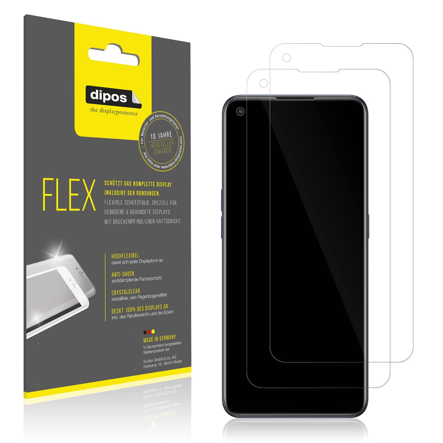 Dipos 2 Pellicole Protettive Crystalclear Per Hugerock X72 – Trasparenti, Anti-graffio, Made In Germany - 4