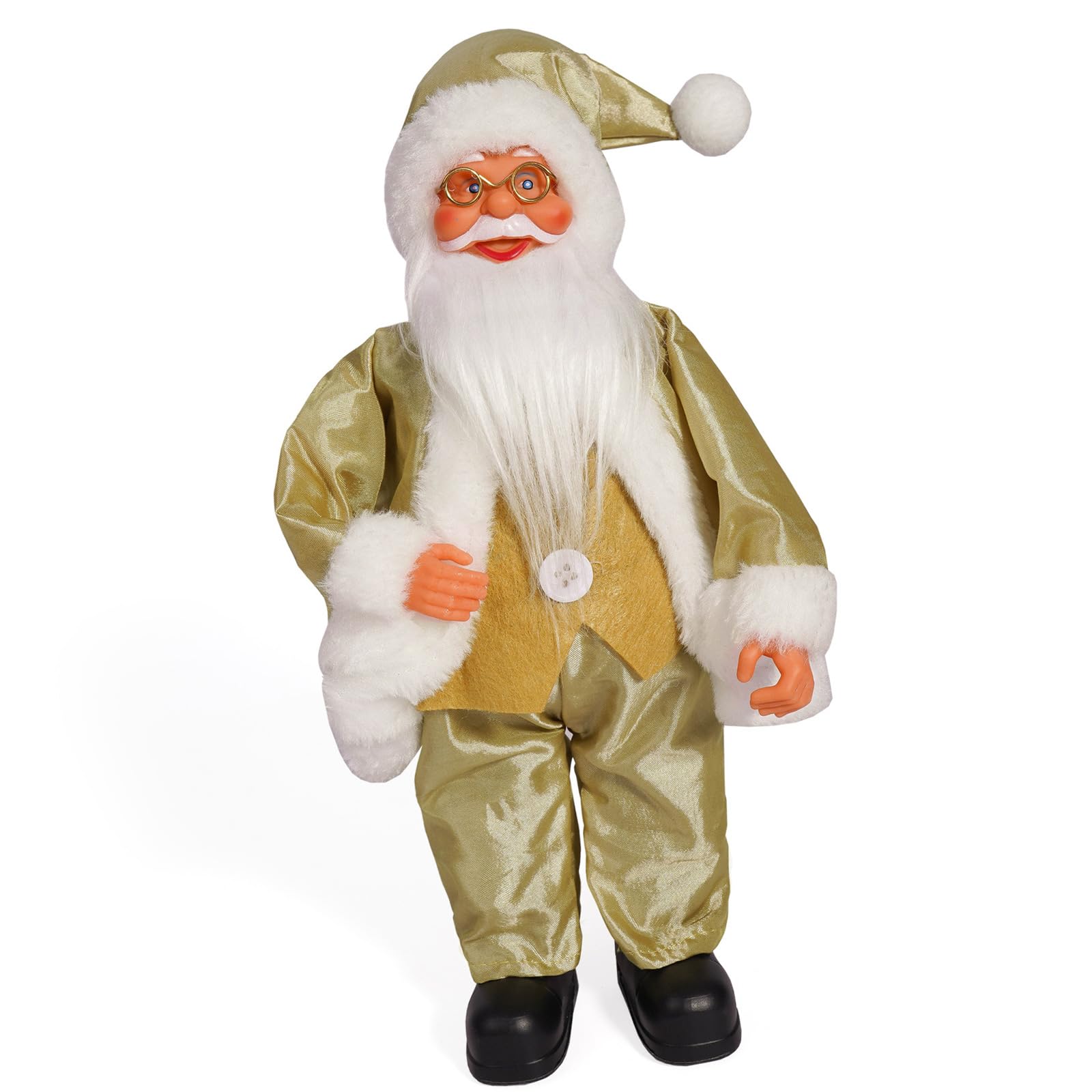 Jazuaiao Christmas Santa Statue 12" Multicolored Checkered Plush Santa Standing Figurine Dolls Ornament for Holiday Decorating Christmas Dolls