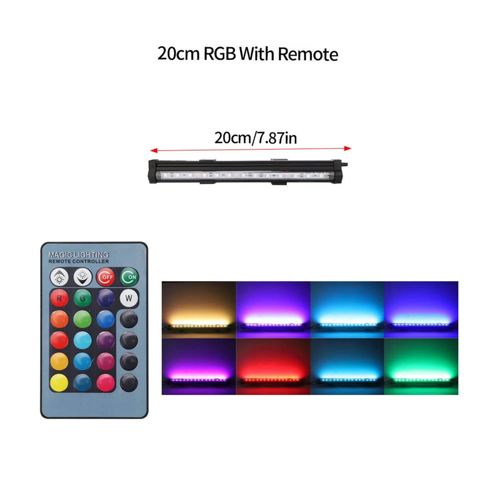 Luz de Acuario Lámpara de Control Remoto RGB para Plantas 20-58cm Lámpara de Burbuja de Aire LED Luz de Planta Acuática para Tanque de Peces (Color : SZD-A20RM)