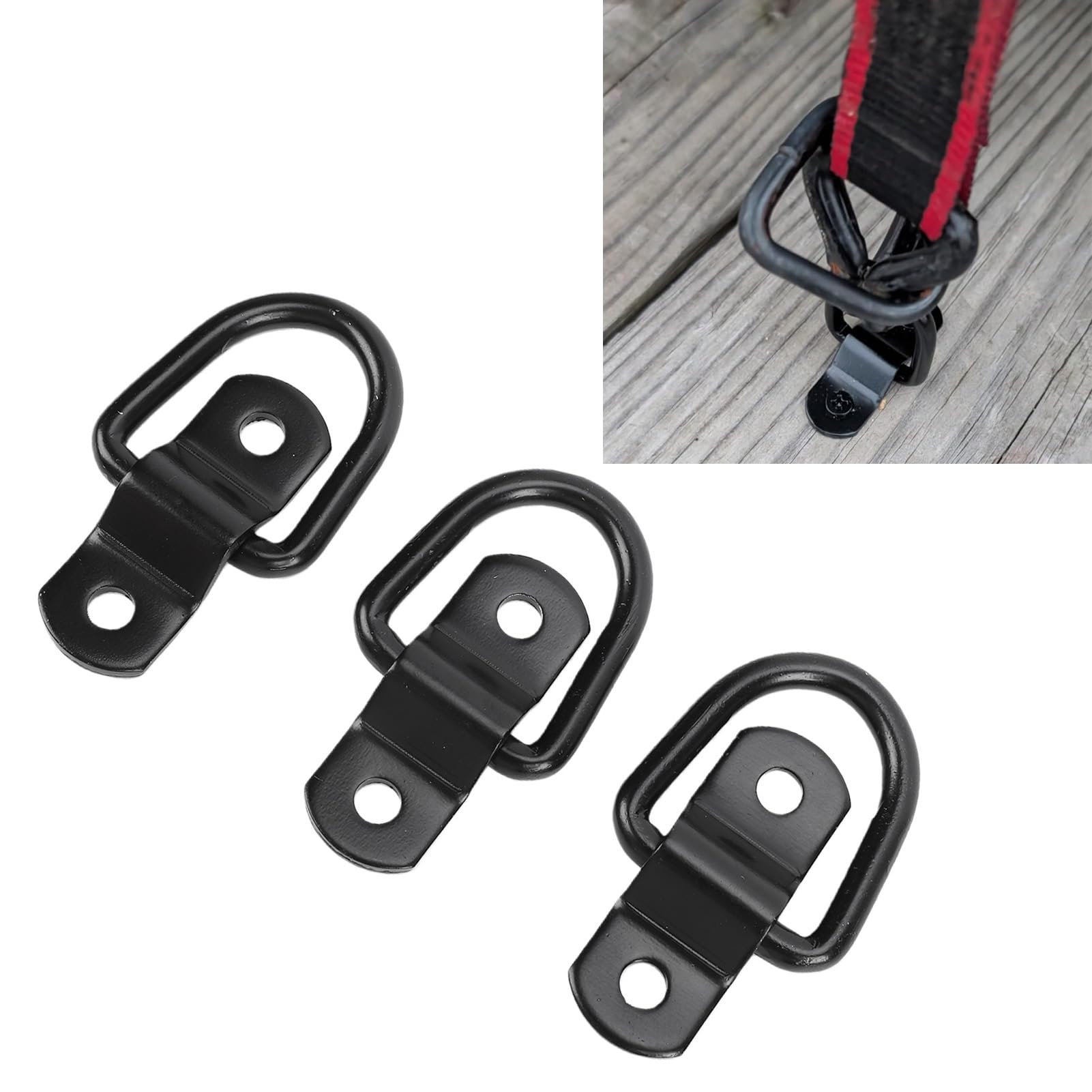 Anillos en D Anclajes de amarre Ganchos Servicio pesado 2400 libras Soporte de carga 1/4 pulg. Ancla de remolque Anillos de amarre para camionetas, barcos, motocicletas, negro
