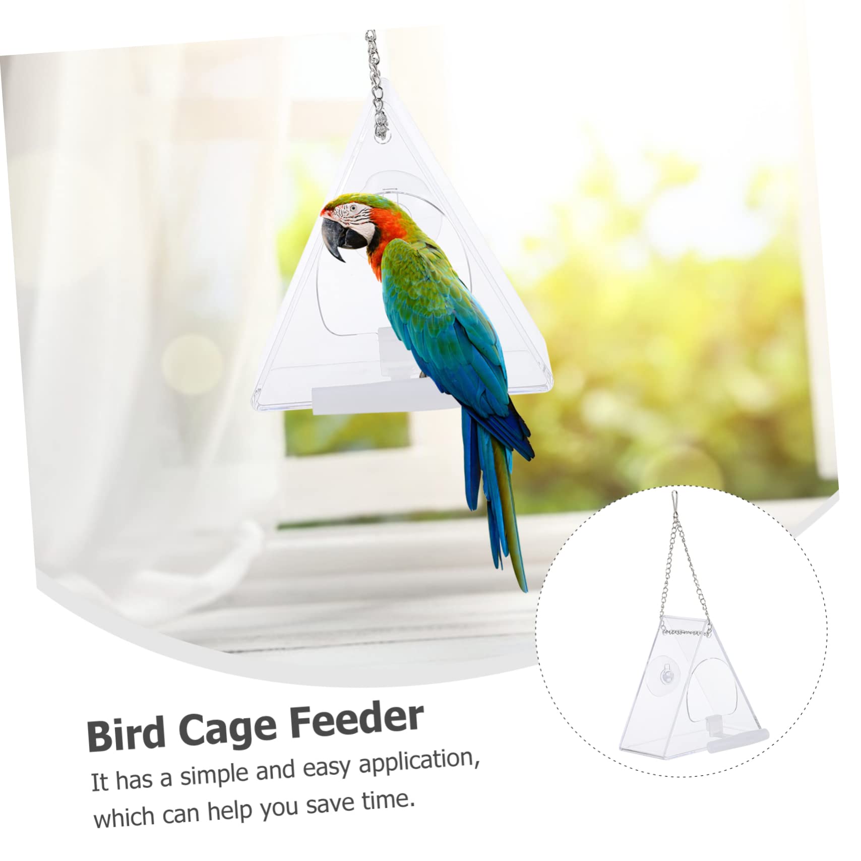 VANZACK Transparent Acrylic Bird Feeder Outdoor Hanging Pet Feeder with Protective Design for Convenient Bird Feeding Durable and Chic Food Holder