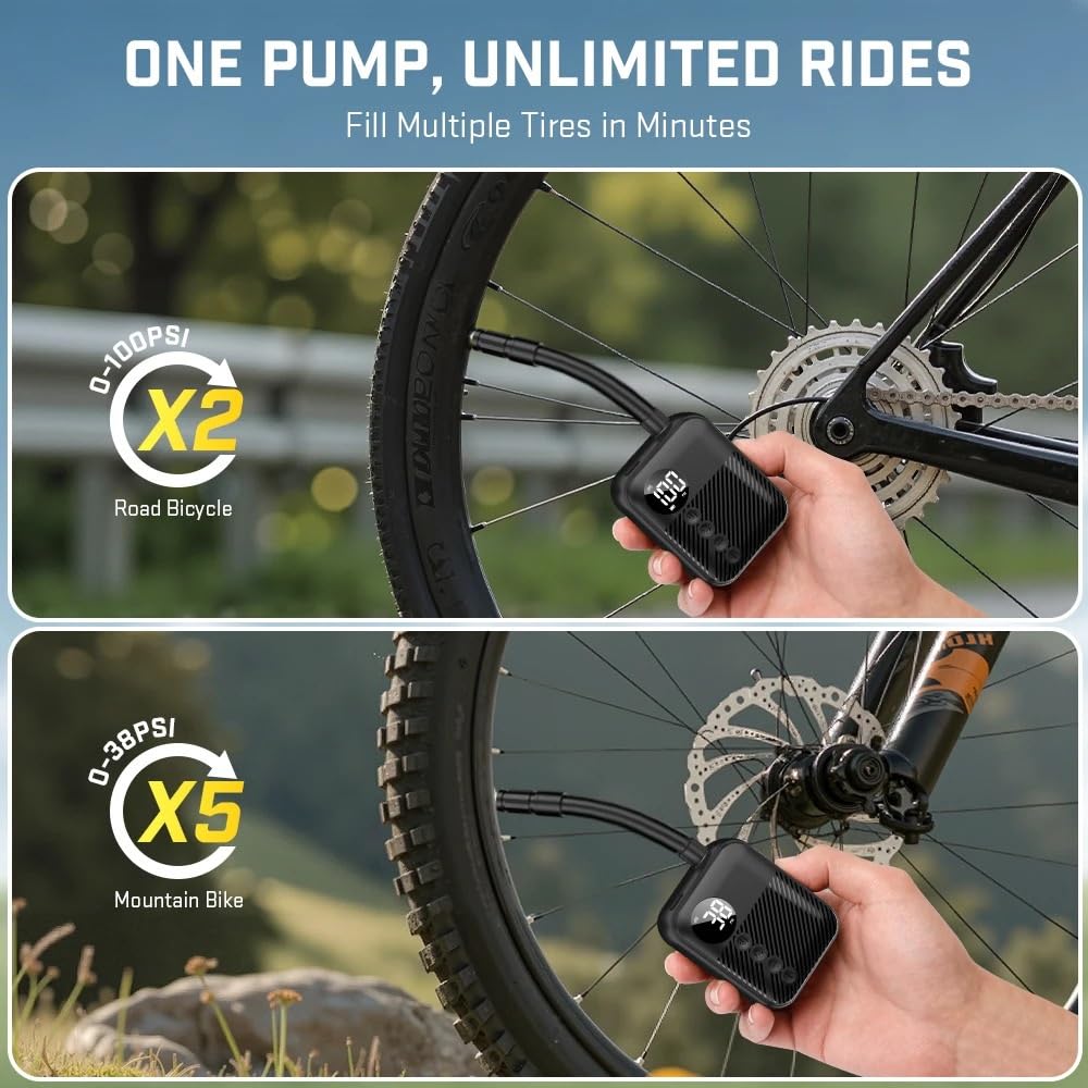 Pompa ad Aria Portatile para Cordino | Strumento di gonfiaggio 150PSI Per palloni da mountain bike Attrezzatura sportiva all'aperto