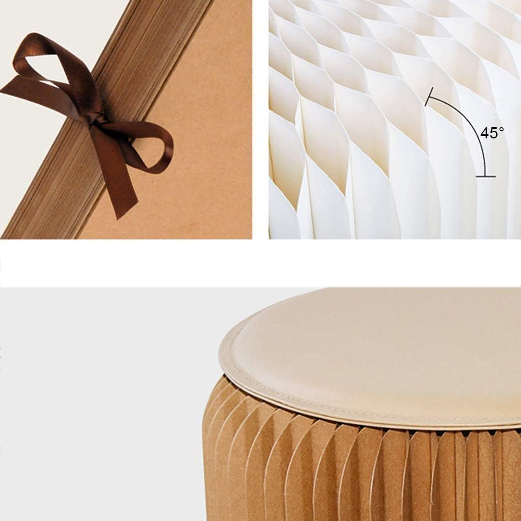 Foot Stool Folding Paper,Portable Round Step Stool Kraft Paper Honeycomb Structure Footrest for Bedroom Living Office(Color:Brown)