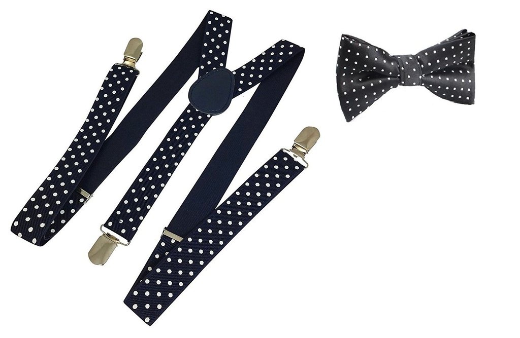 devil Men's Combo of Polka Dot Bow Tie with Suspender (Black, Free Size)-picture-36