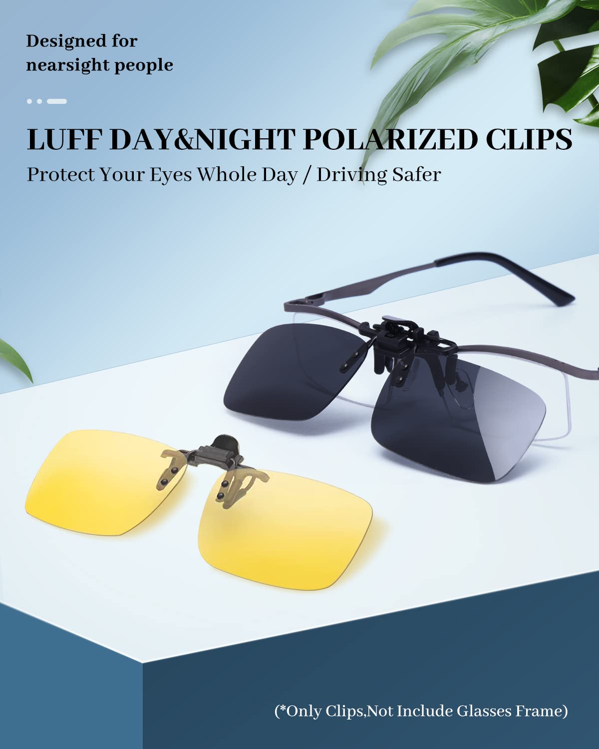 LUFF 2-pak klipsy okulary przeciwsłoneczne HD Day+noktowizor okulary przeciwsłoneczne, noktowizor okulary do jazdy antyodblaskowe dla mężczyzn/kobiet odpowiednie dla bezpieczeństwa jazdy w nocy