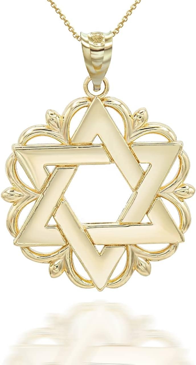 14k Yellow Gold Judaica Charm Jewish Star of David in Solid Gold Pendant Necklace and Pendant Only