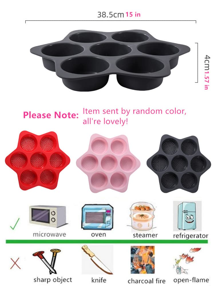 KeepingcooX Perforated Silicone Hamburger Bread Molds Perforated Bakery Forms Non Stick Baking Sheets, 7 Cavities For Burger Buns, Ø 4 Inches