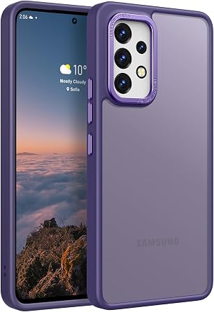 Rayboen for Samsung Galaxy A53 5G Case, Translucent Frosted Hard Back Edge Skin Feel Anti-Scratch Protective Silicone Slim Phone Cover for Samsung A53 5G, Matte Purple