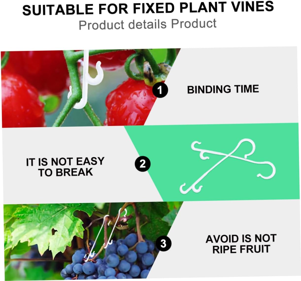 VANZACK 850pcs Tomato Plant Support Cages Fruit Ear Hook Easy to Install Plant Sticks