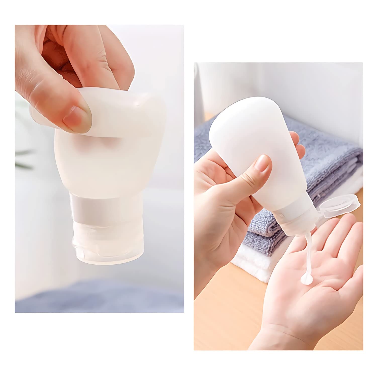 12 Stück 89ml Leer Rosa Silikon Weiche Reiseflasche Nachfüllbar Reisebehälter Tube, Kosmetik Flaschen Set für Creme, Lotion, Shampoo Spülung, Pflegeprodukten + 1 x Waschpad