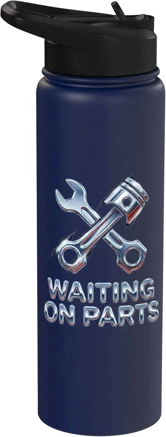 Waiting On Parts Funny Mechanic Car Auto Repair Stainless Steel Insulated Water Bottle