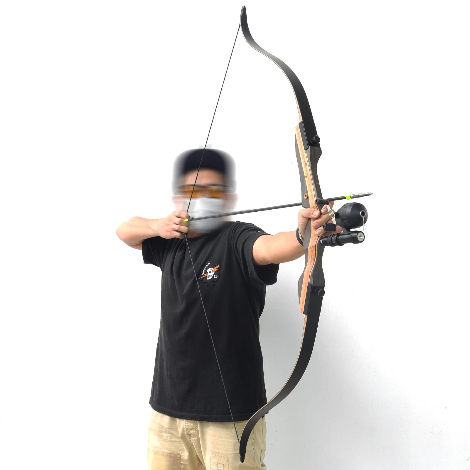 62 Zoll Profi Jagd Angeln Recurve Bogen Set 20-50lbs Rechte Hand Takedown Bogenfischen Bogen Mit Angelrolle Für Erwachsene Sportbogen
