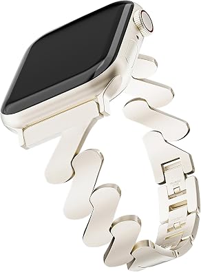 Starlight Quicksand Metal Apple Watch Band for Women, Dressy, Adjustable, Fits Most Wrists
