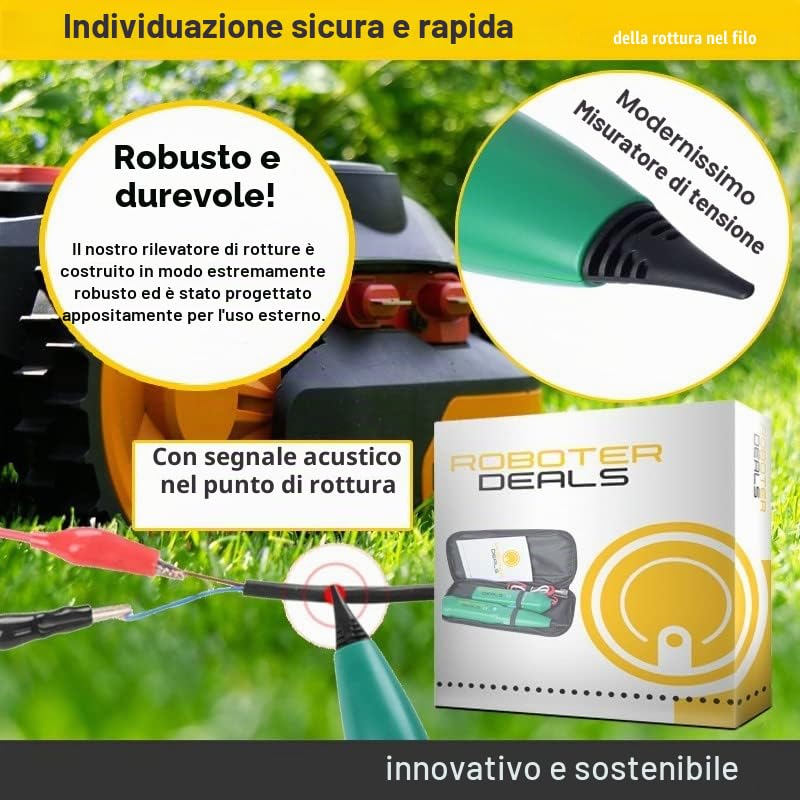 Roboter Deals - Rilevatore di rottura cavi, rivelatore, ricerca guasti ad anello per tutti i robot tosaerba Husqvarna Automower, incluso kit di riparazione con filo, connettore cavo e chiodi da prato