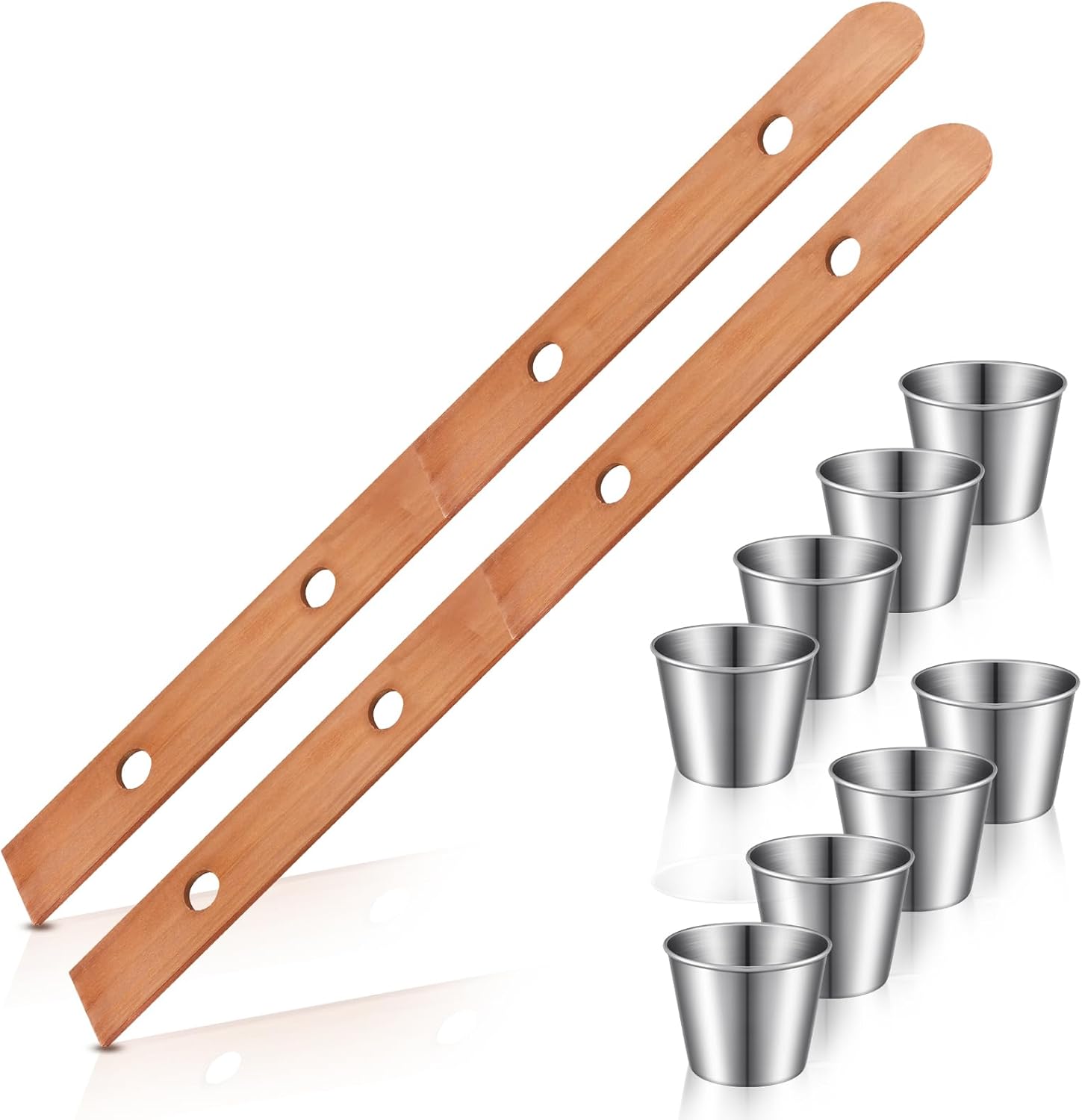 2 Sets Shot Board Stainless Steel Shot Glass Set Person Drinking Ski Retro Vintage Rustic Wood Drinking Board for Party Barware Drinking Vessel for Wedding Celebration Bar (Brown) Brown 2