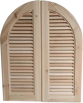 Solid Wood Cafe Swinging Doors, Cafe Swing Door, Unpainted Louvered Cafe Interior Swing Solid Wood Door, Hardwood Cafe Doors w/Hinges, Self Closing Saloon Swing Swinging Door,for Terrace Emporium  Si