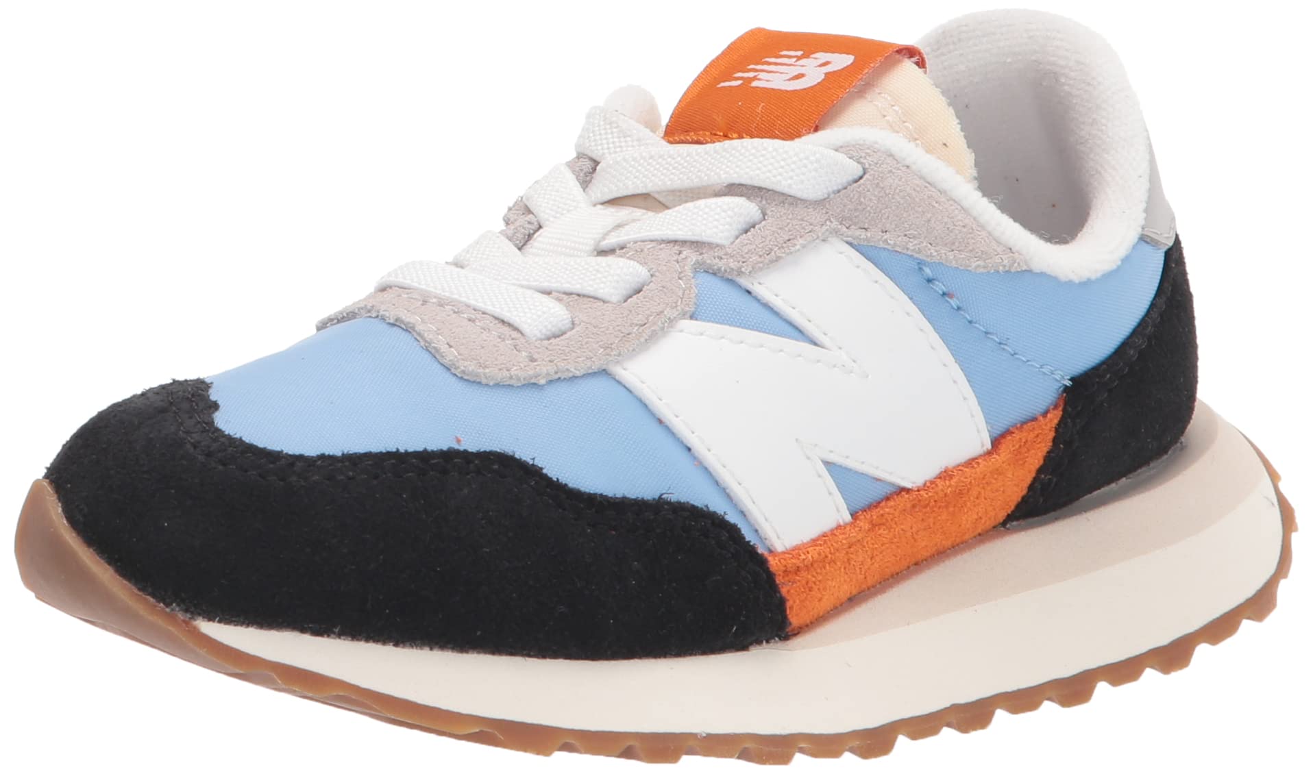 New Balance Kids 237 Bungee Sneaker, Black/Team Carolina, 3 W Little Kid (4-8 Years)
