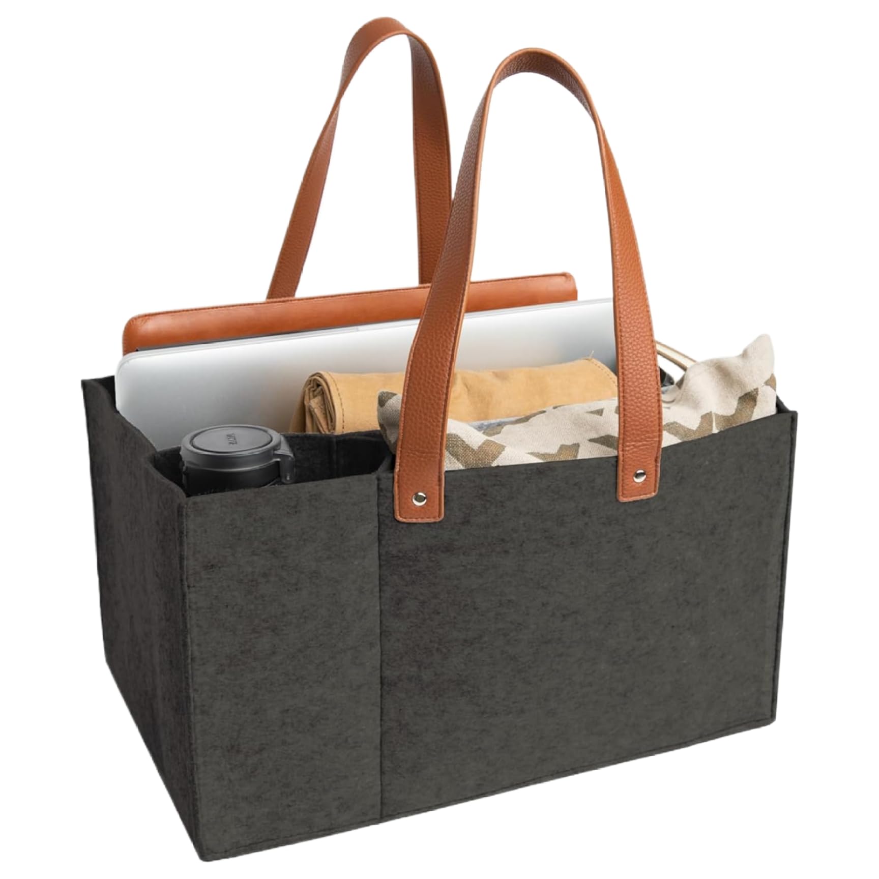 Organizer per pannolini Borsa in feltro con scomparti Portadocumenti Borsa da lavoro con manici Design aperto Caddy per auto in feltro Ufficio portatile per insegnanti, materiale scolastico e da la