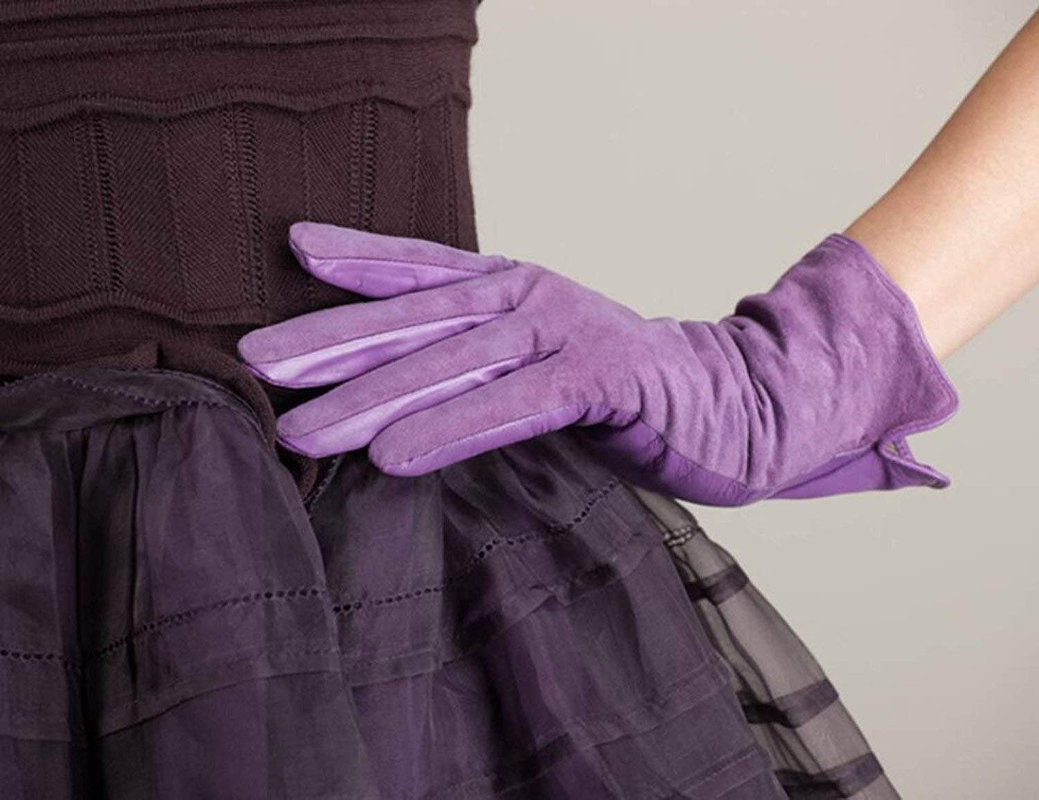 FLYIFE ユニセックスアダルトミトンレディース秋と冬の革手袋シンプルな暖かい魅力的な派手なシンプルな輝き7色/紫の/Ns