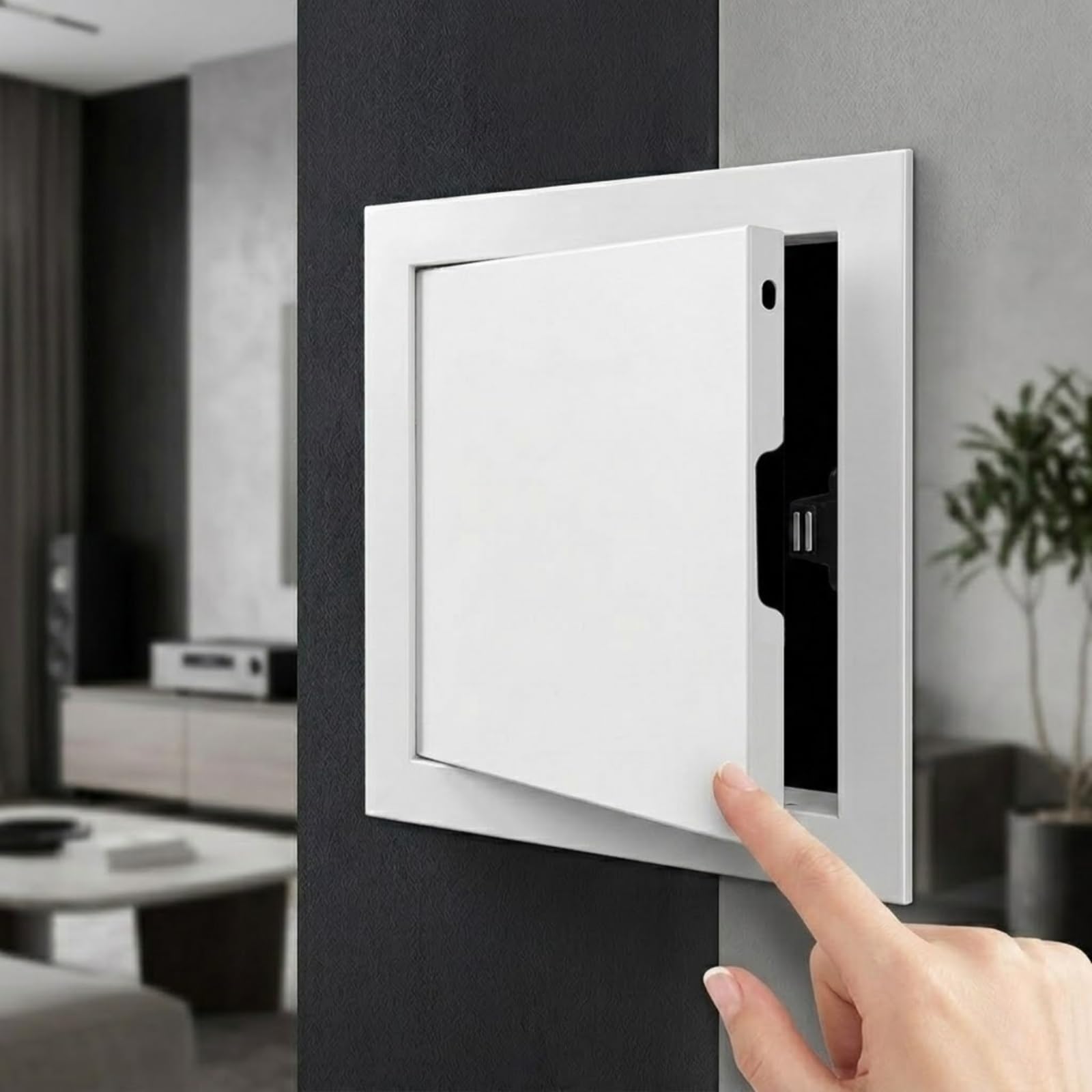 Yqyhnb White Access Panel, Paintable Aluminum Inspection Hatch For Wall & Ceiling, Push-To-Open Access Panel With Concealed Hinge, Flush Fit Service Door For Drywall Plumbing(,14X22in)