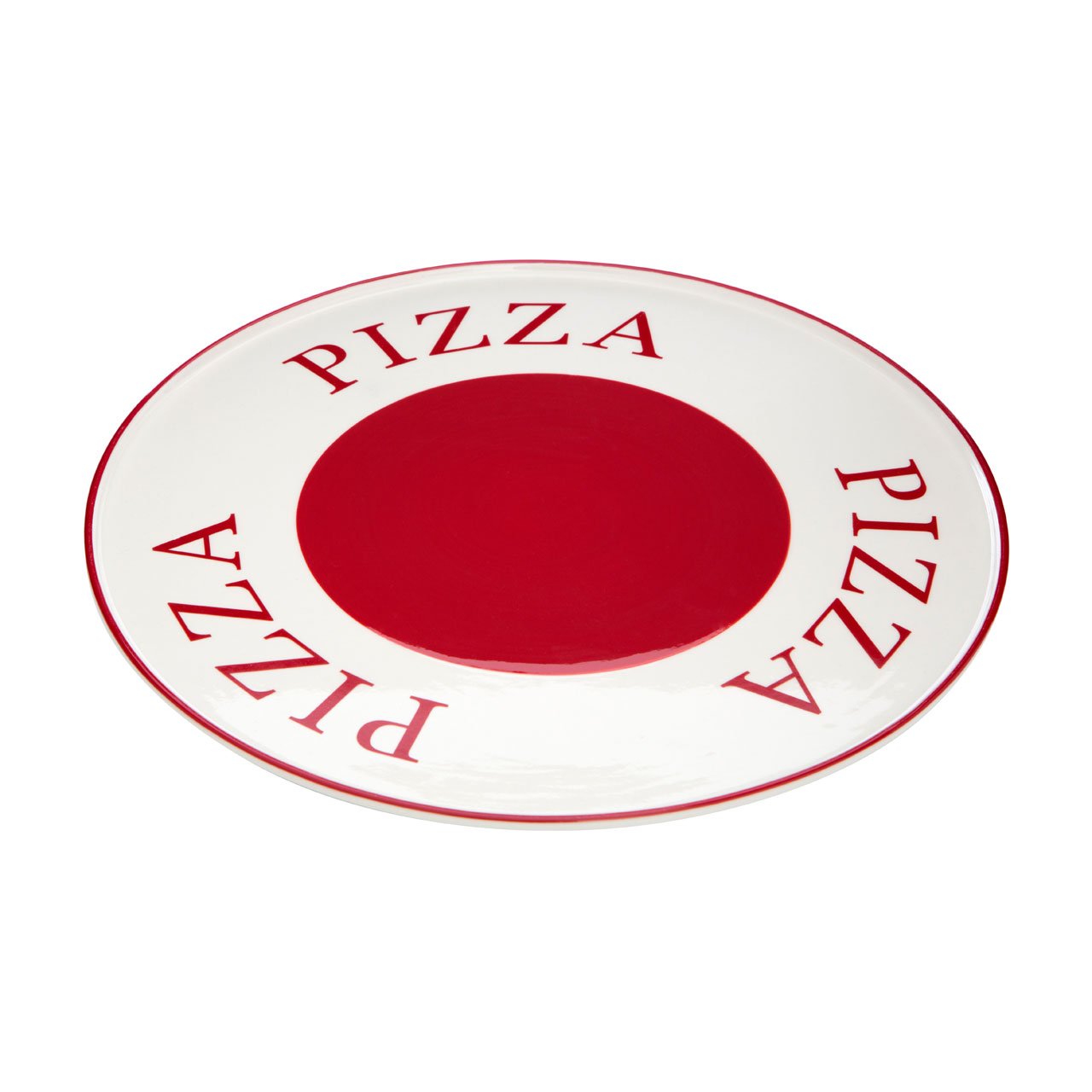 Prime Funishing Pizza Plate Hollywood Kitchen Accessories Red And Cream Stoneware For Home Kitchen Stylish (Pizza Plate)
