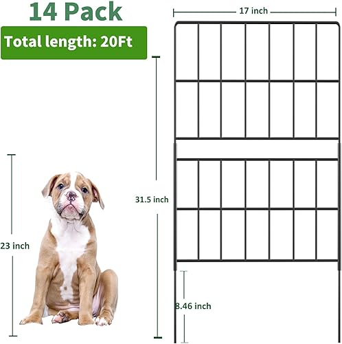 Miniatura 2 de HIHADUUM Paquete de 14 paneles decorativos de valla de jardín de 31.5 pulgadas de alto x 20 pies de largo, borde de alambre de metal sin excavación,