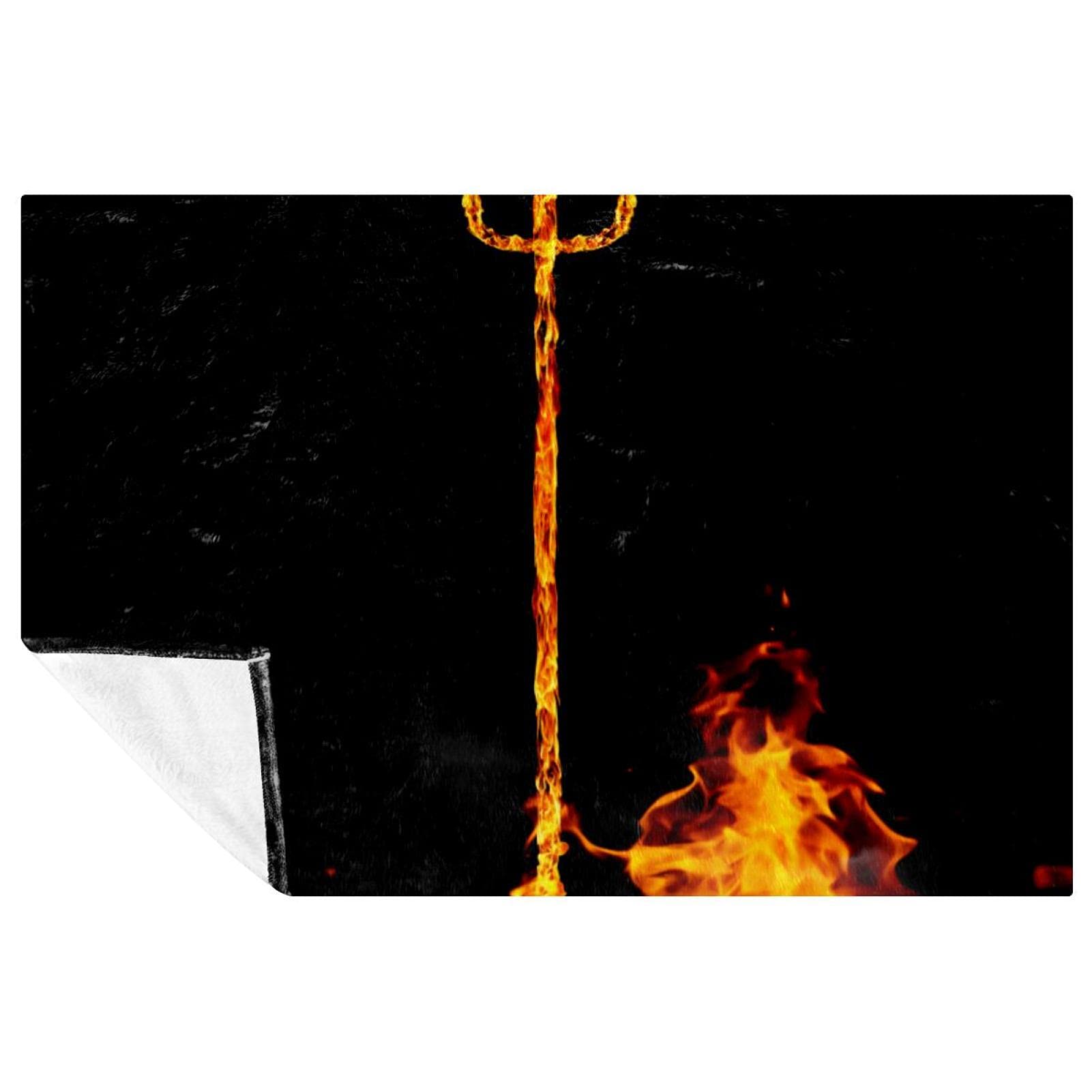Couverture lit canapé imprimé Trident Fourche à feu | Plaid chaud 150x100 cm