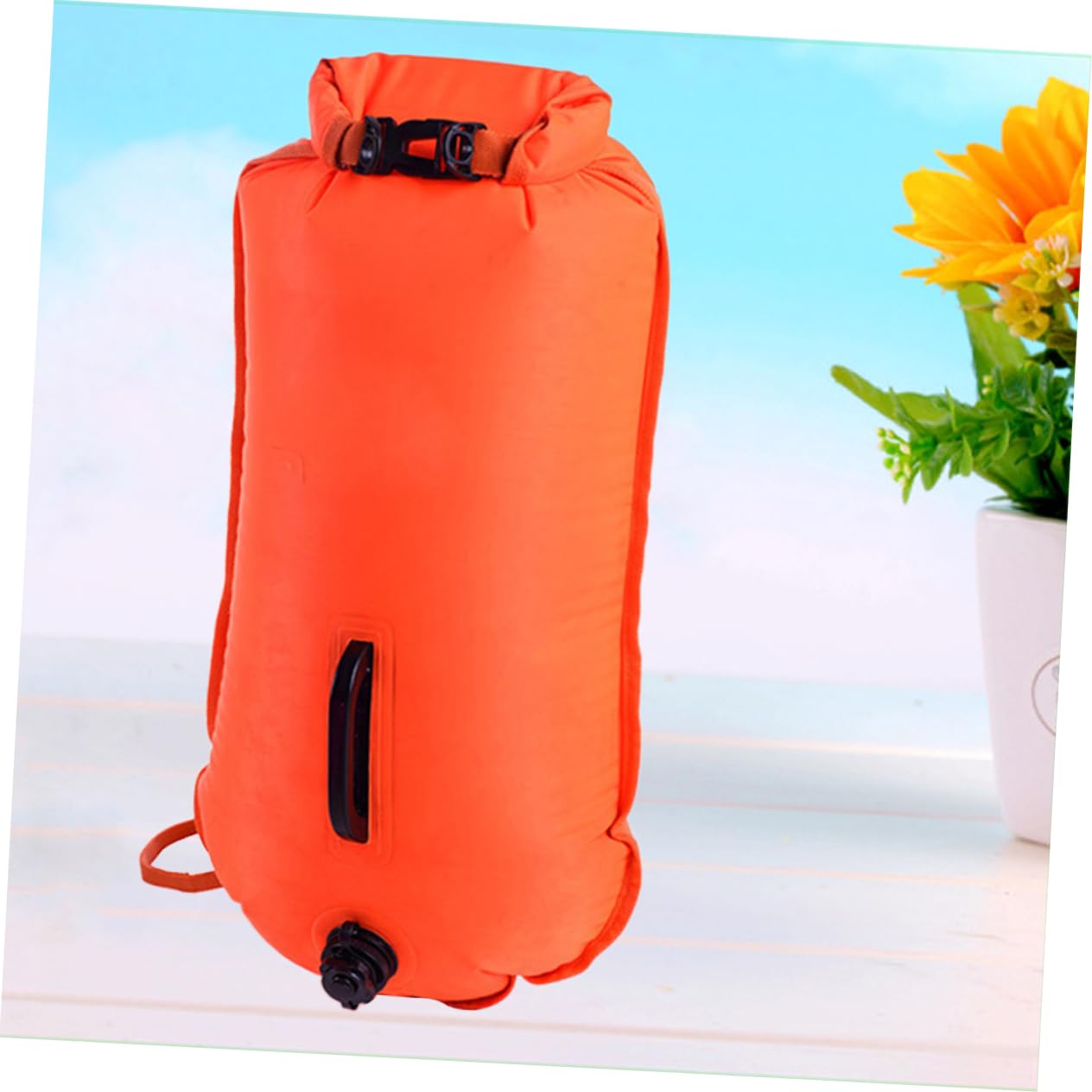 Abaodam Orange Ankerboje mit Verstellbarem, Abnehmbarem Hüftgurt | Nylon, Leicht und Einfach Aufzublasen, Schwimmhilfe fürs Offene Wasser, Kompakt für Schwimmzubehör