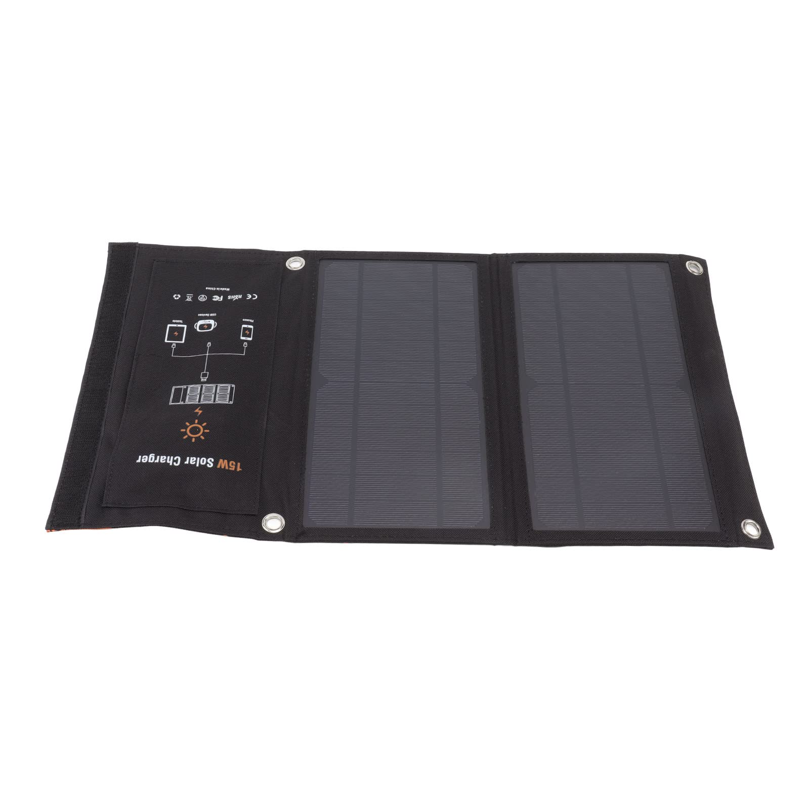 Fafeicy Cargador de Panel Solar, Paquete de Carga Solar Plegable Monocristalino de 15 W con Doble USB, Carga de Energía Portátil Compacta para Acampar, Senderismo, Viajes, Usuarios de Teléfonos Al
